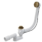 Слив-перелив для ванны плоский полуавтоматический (тросик) 1 1/2"x40 с переходной трубкой 10гр. 40/50 слив клапан, пробка D=45мм Alca Plast A55ANTIC-80-RU-01