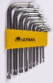 122005 Набор ключей TORX Ultima, 9 шт в наборе, CrV, T10-T50, короткие (1уп-6комп,1кор-36комп)